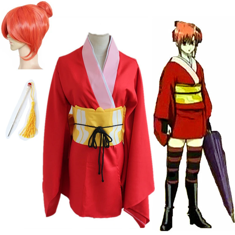 

Anime Gintama Cosplay Costumes Kagura Cosplay Costume Kimono Halloween Party Game Women Silver Soul Leader Cosplay Costume