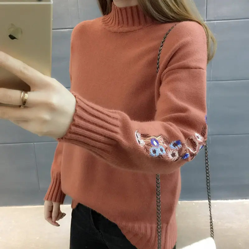 0 5 высокое качество женский модный свитер с высоким воротом Женский Топ теплый