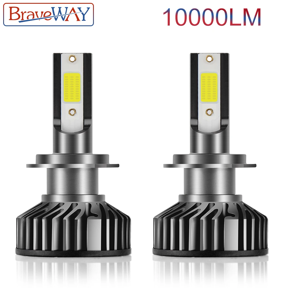 BraveWay Mini H4 LED H7 светодиодные фары для автомобиля дальнего света 12 В 10000LM H11 H8 6500K