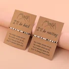 Бусины Morse Code ручной работы вернутся и ждет влюбленных браслет регулируемый браслет картонные очаровательные украшения для влюбленных