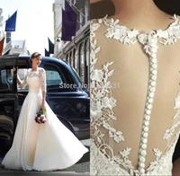2018 new vestido de noiva romantic sleeves whiteivory lace chiffon wedding dress bridal gown free shipping custom made size
