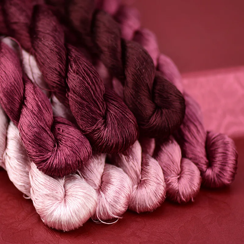 1 шт./400 м шелковая нить для вышивки 100% Шелковая ручная вышивка крестиком красный