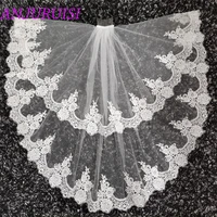 anjuruisi 2020 two layer white ivory tulle bridal veil lace edge cheap short wedding veils elbow length wedding accessories