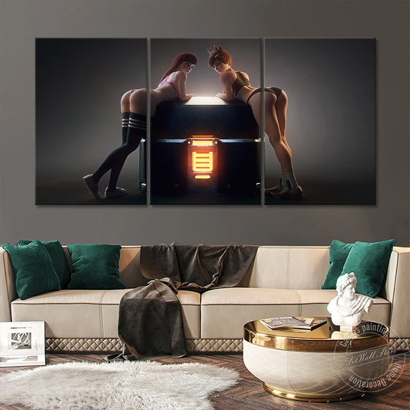 

Overwatch видео картина маслом настенная Обложка сексуальные девушки DVA Холст Искусство краски HD Печать обои домашний декор настенные наклейки ...