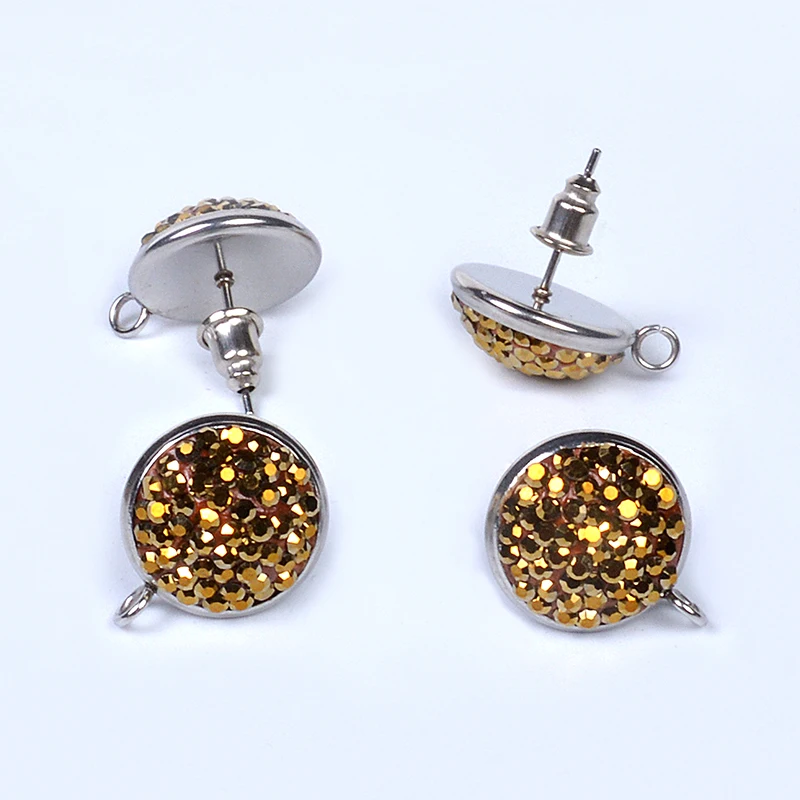 

14mm 2pcs/lot Golden Distorted DIY Earrings Making Jewelry Accessories Earrings Base Connectors For Stud Earring Making Componen