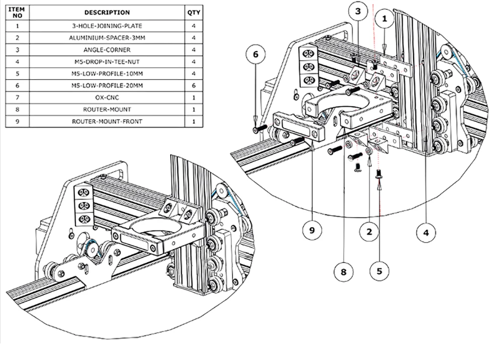 Комплект для монтажа маршрутизатора с ЧПУ комплект шпинделя алюминиевого Workbee OX