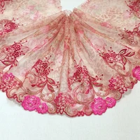 2yards 18m rose red mesh lace fabric embroidery sewing doll accessories diy garment needlework clothing material handmade h35