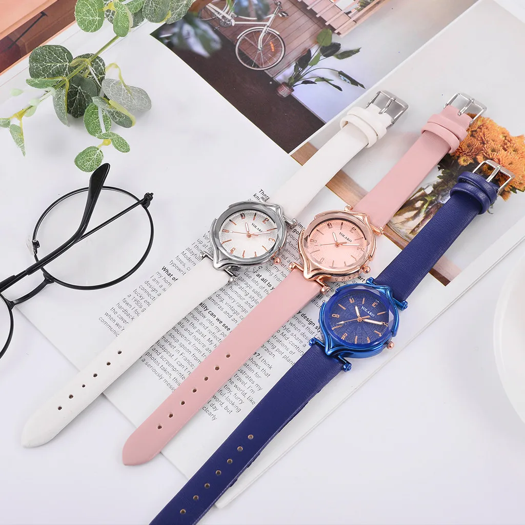 Женские часы с кожаным ремешком Кварцевые аналоговые наручные 03 *|Женские