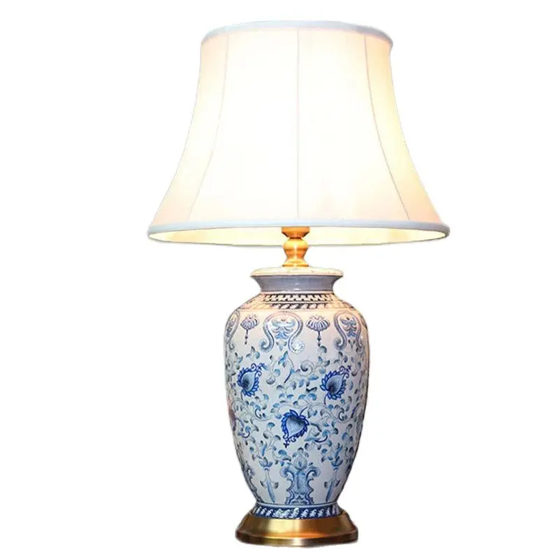 Китайская пасторальная керамическая лампа для гостиной спальни синие и белые
