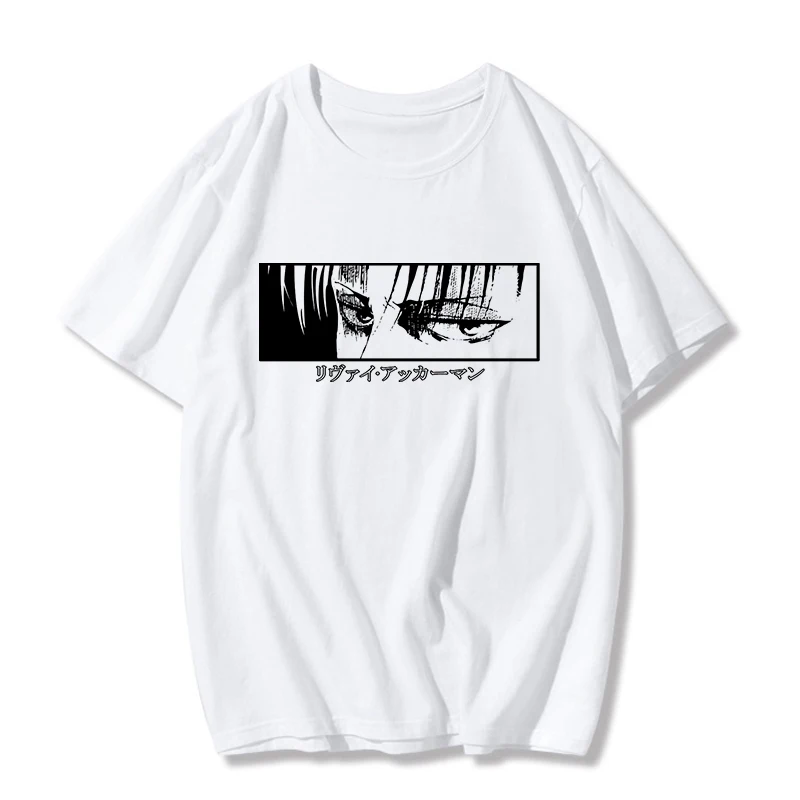 Аниме футболка атака на Титанов Levi · Ackerman глаз принт Темный Панк Топ ulzzang Harajuku