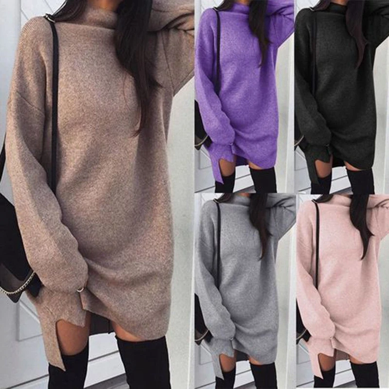 

Zoulv 2021 High Quality Solid Color Knitwear Pullover Hoodie Women High Collar Hoodies Long Sleeve Jumper Sweatshirts