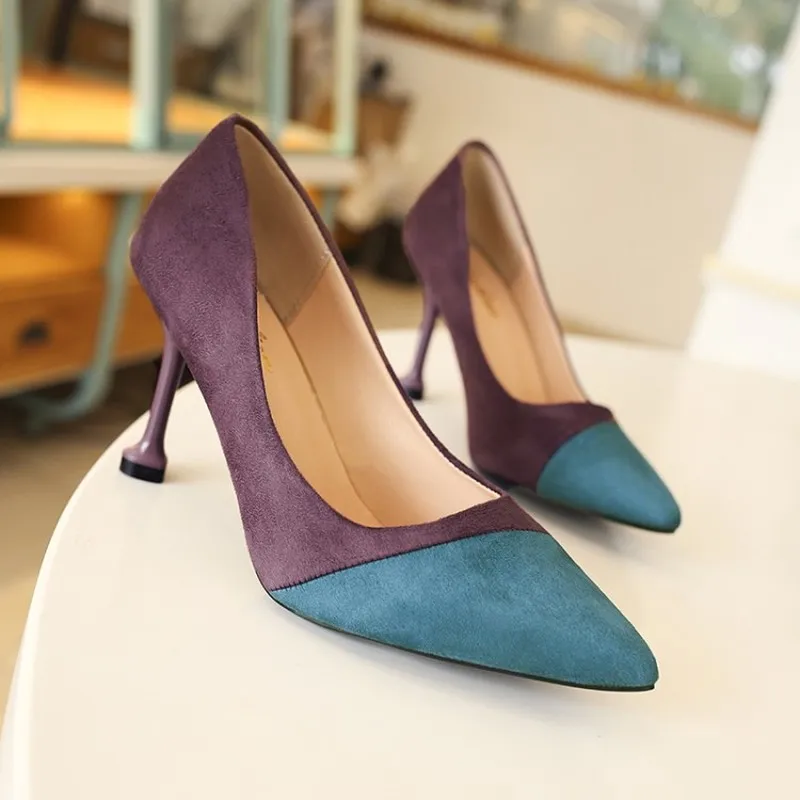

2020 женские весенние прелестные туфли-лодочки туфли с острым носком разных цветов на высоком каблуке под платье; Туфли на высоком каблуке; Во...