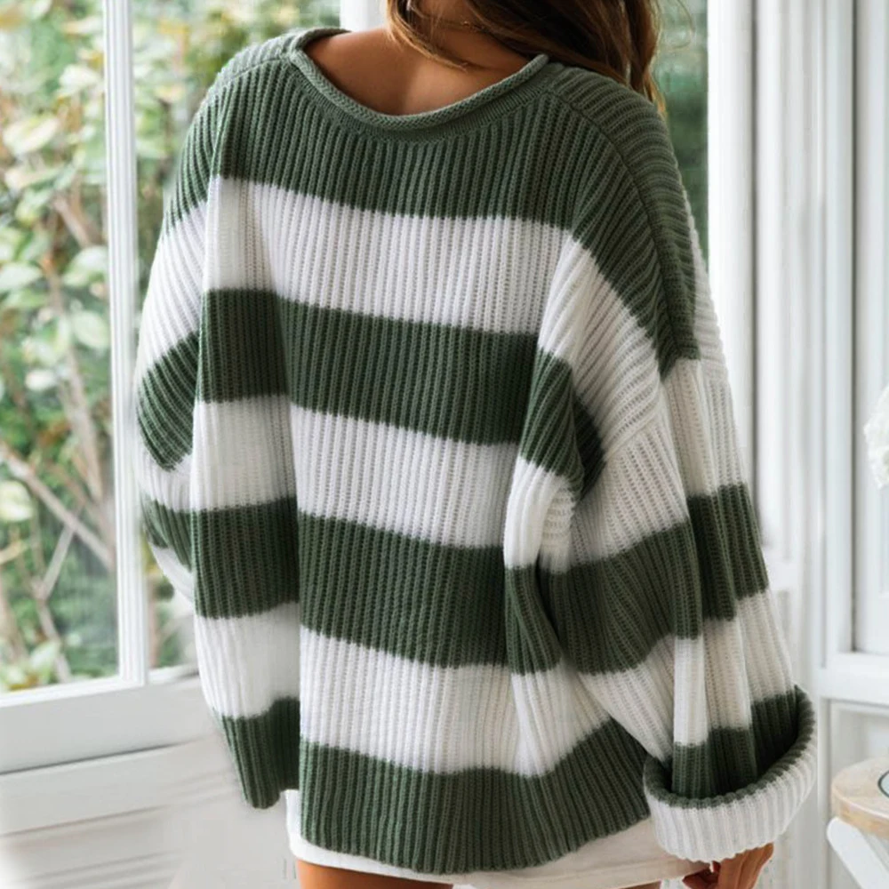 Модный Свободный вязаный свитер для женщин сезон осень-зима длинные пуловеры с