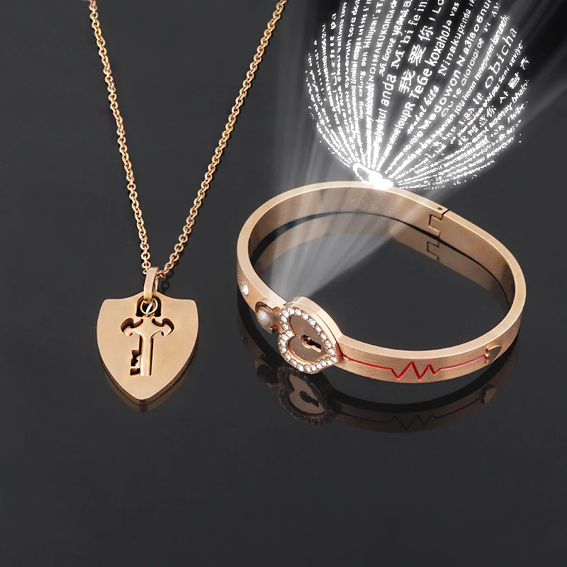Matching Puzzle Couple Heart Lock Bracelet and Key Pendant Necklace for Lover Jewelry Gift | Украшения и аксессуары