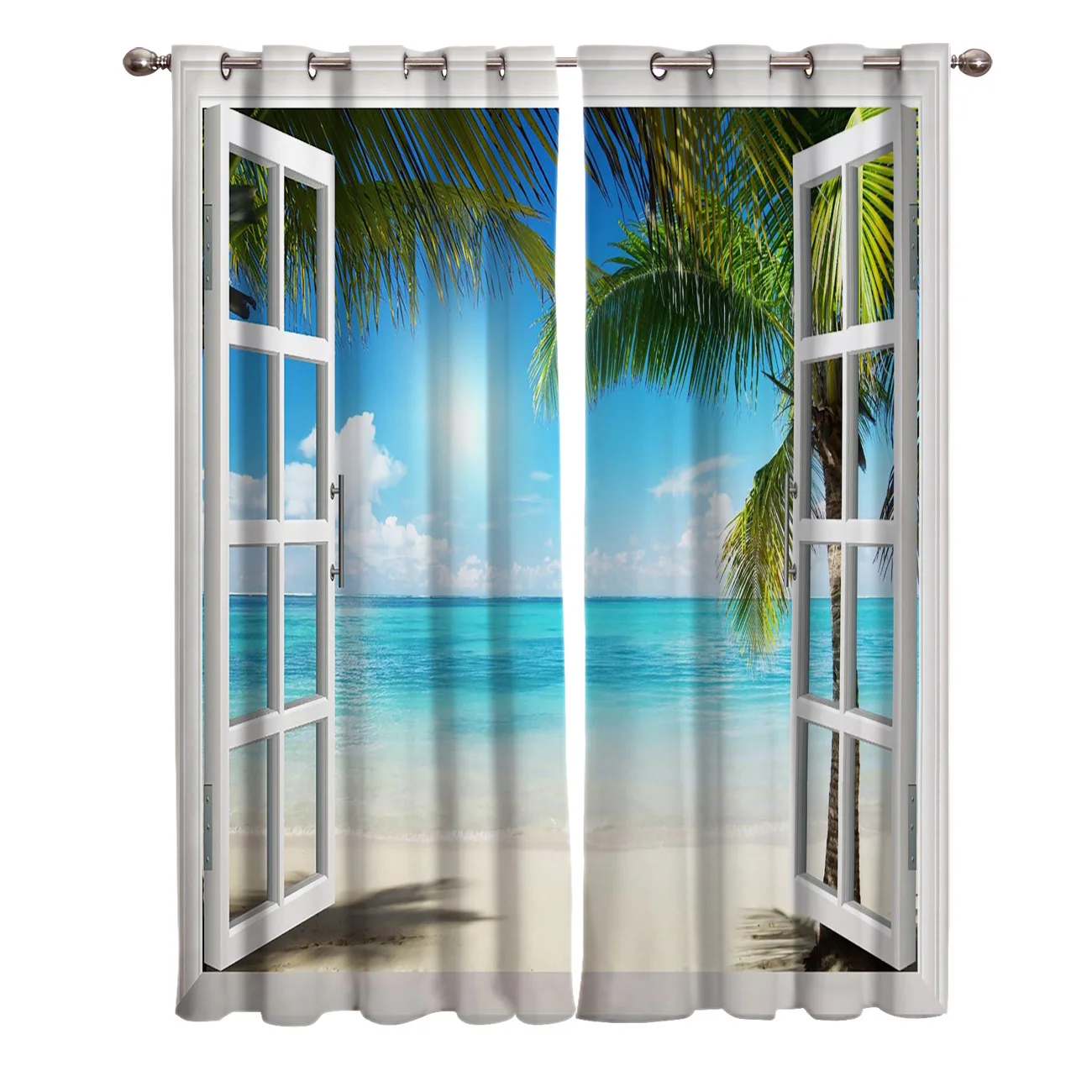 Окно море пляж Пальма Роскошные домашние Шторы Современные товары для дома
