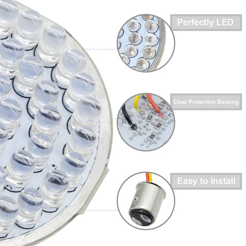 1Pair Motorcycle LED Turn Signal Light Inserts 1157 Yellow Flasher Blinker Waterproof for Harley Touring Softail Dyna Sportster |