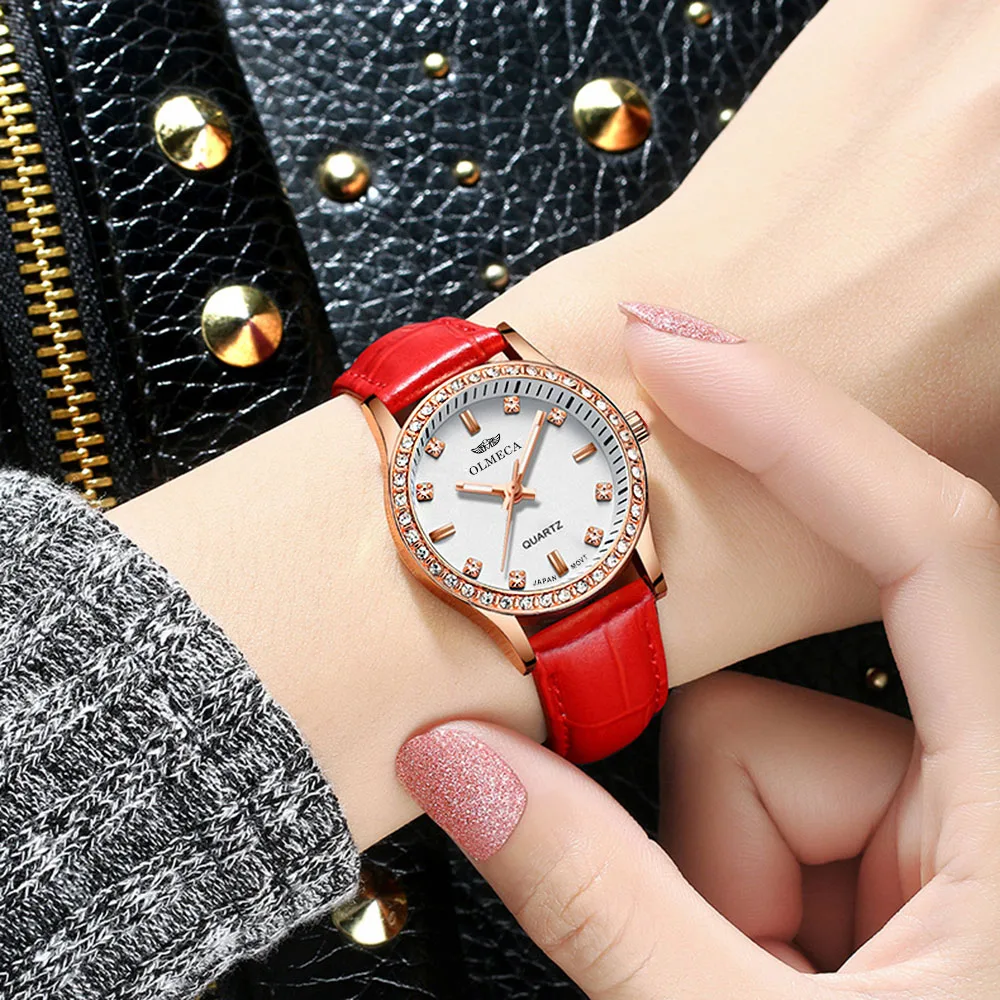 Часы наручные женские водонепроницаемые брендовые Роскошные с кожаным