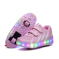 size 27 40 child led shoes with lights and rollers luminous wheels sneakers kids roller skates shoes for girls boys outdoor
