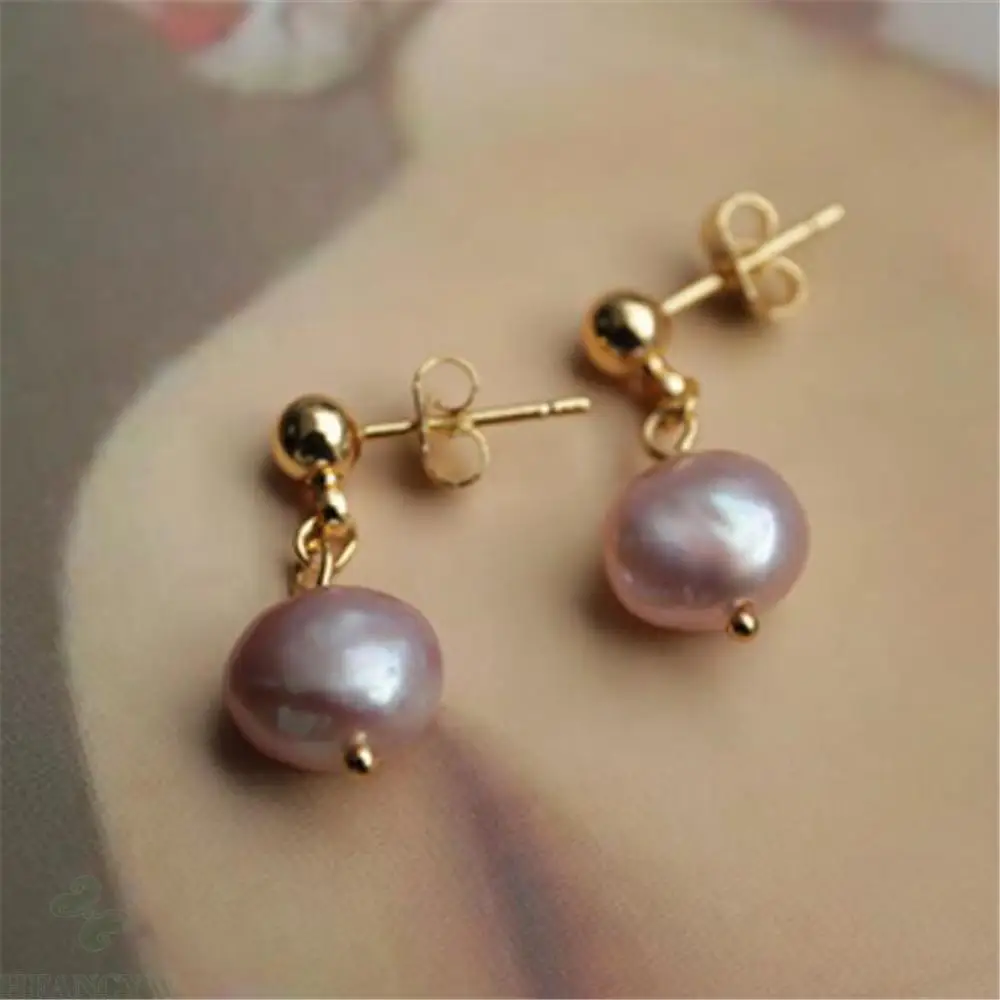 9-10 мм розовые серьги с барочным жемчугом 18K безупречные DIY Висячие грациозные