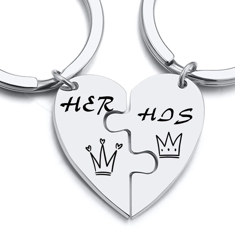 Персонализированные из нержавеющей стали Keychan сердце головоломка 2 шт в черный