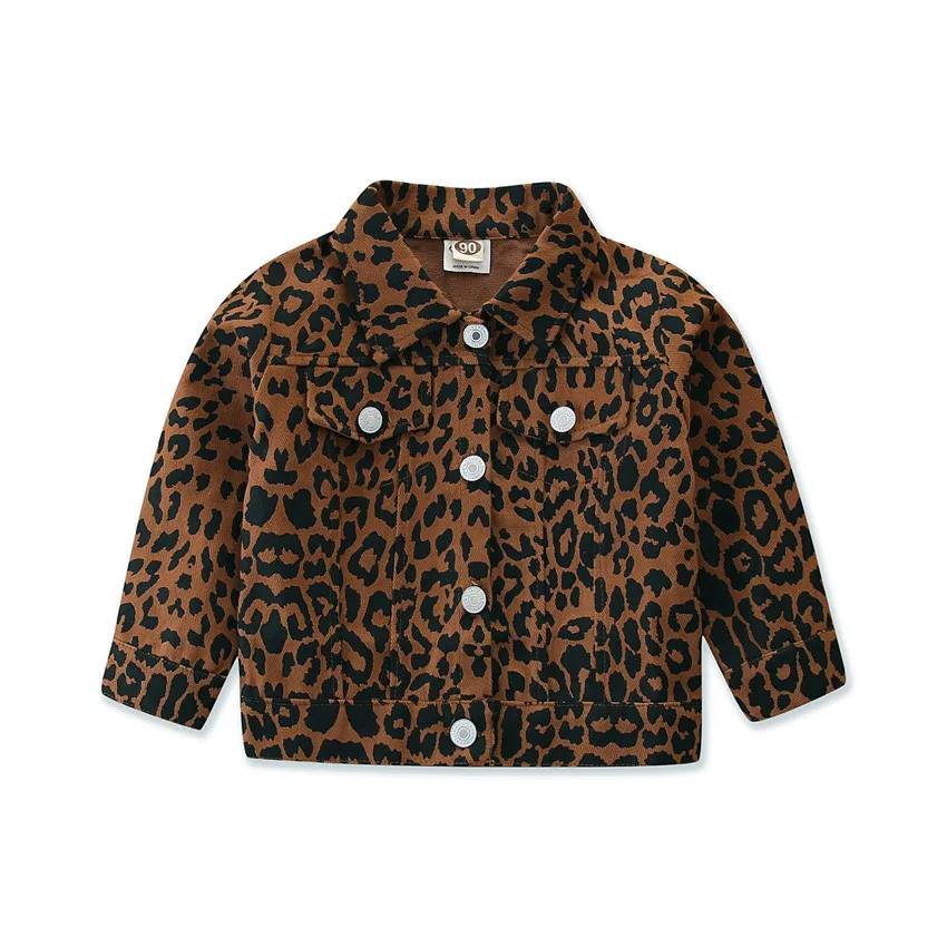 Куртка детская демисезонная из джинсовой ткани с леопардовым принтом на возраст