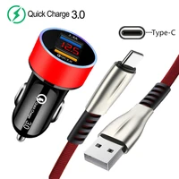For Samsung Galaxy S21 S20 Note Ultra S10 Plus Fast Car Charger Dual USB Quick Charge 3 0 Type-c USB Charging Cable