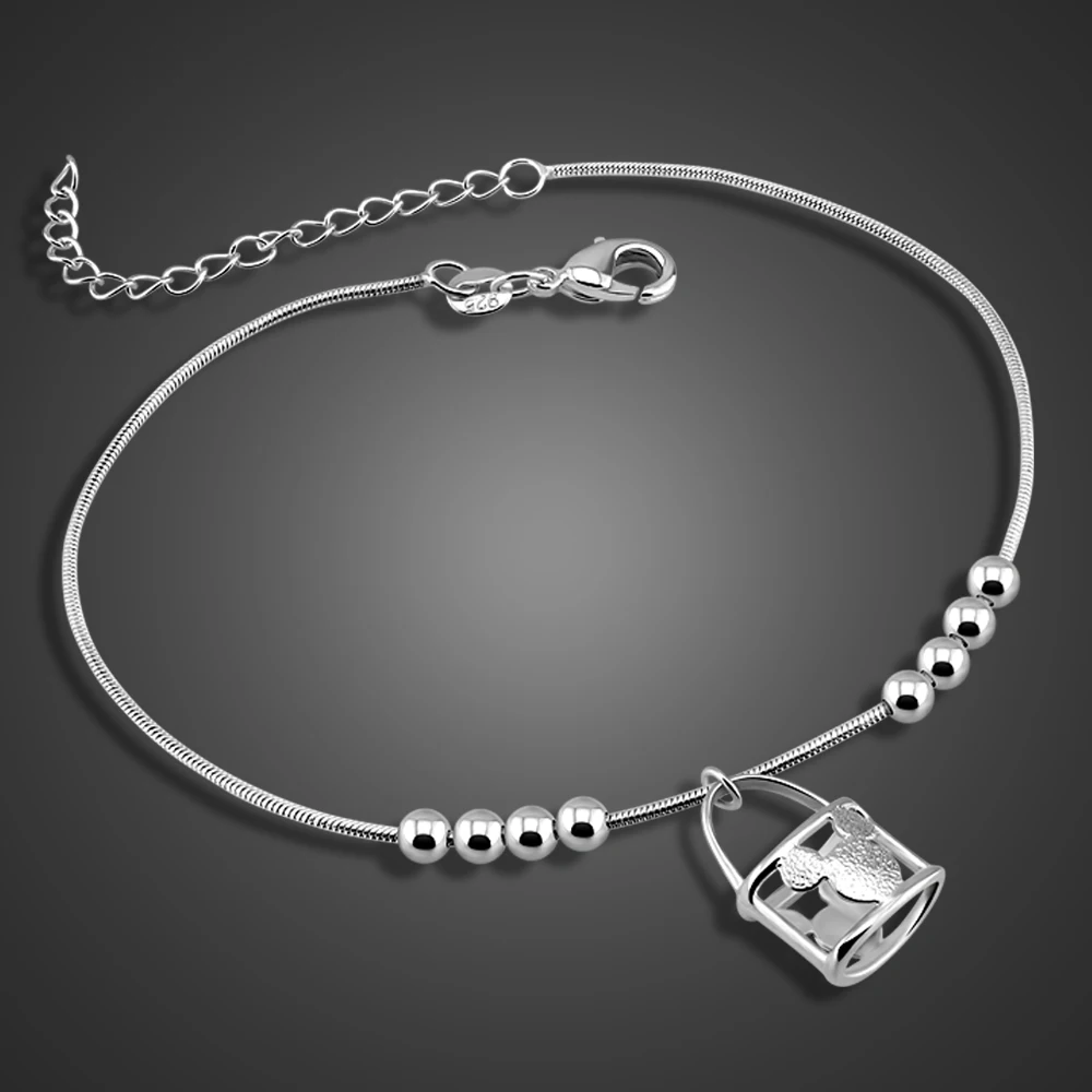 Модные милые Микки Маус сумки ножные браслеты 100% Серебро 925 пробы женские летние