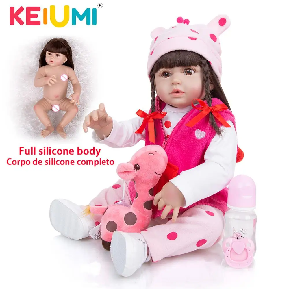 

KEIUMI Bebe Reborn Toddler Doll 57 CM Soft Silicone Princess Lifelike Baby Newborn Dolls For Girl Christmas Surprise Gifts Toy