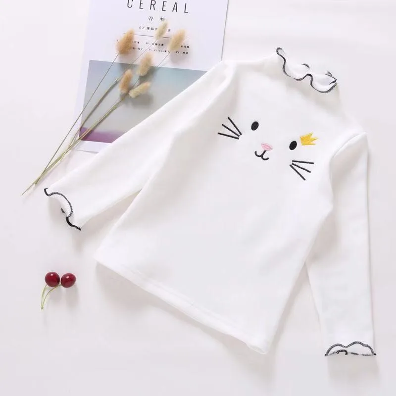 Baby Girl Sweater Cardigan Kids Sweatershirts Children Clothing Winter Autumn Sweater Tshirt Long Cartoon Cat Sweatershirt