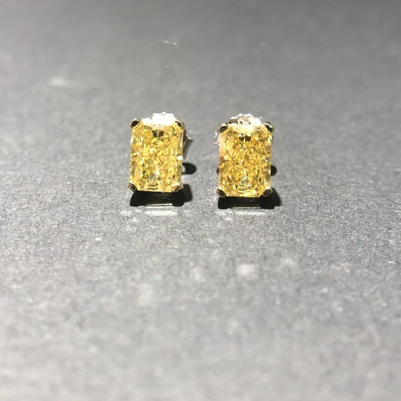

Classic Created Moissanite Citrine Gemstone Earrings 100% 925 Sterling Silver Ear Studs Wedding Female Fine Jewelry
