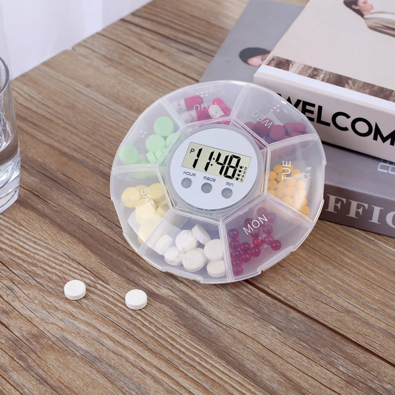 Electronic Reminder Pill Box 7 Days Weekly Travel Medicine Case Alarm Timer Pills Organizer Container | Красота и здоровье