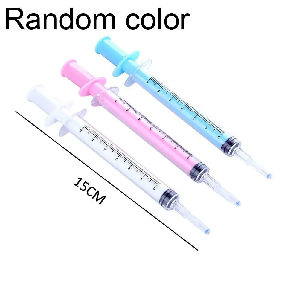 

3pcs Creative Cylinder Syringe Design Gel Pens School Office Supplies Funny Needle Neutral Pen Black Color