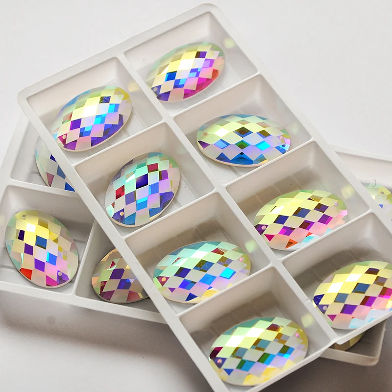 2051TH Oval AB Matte 2 Holes Rhinestones Sew on Strass AAAAA Crystal stones for Clothing Shoes Textil | Дом и сад