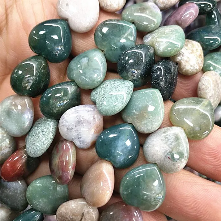 30 шт. природа индийские с камнями бусины в форме сердца драгоценный камень струны