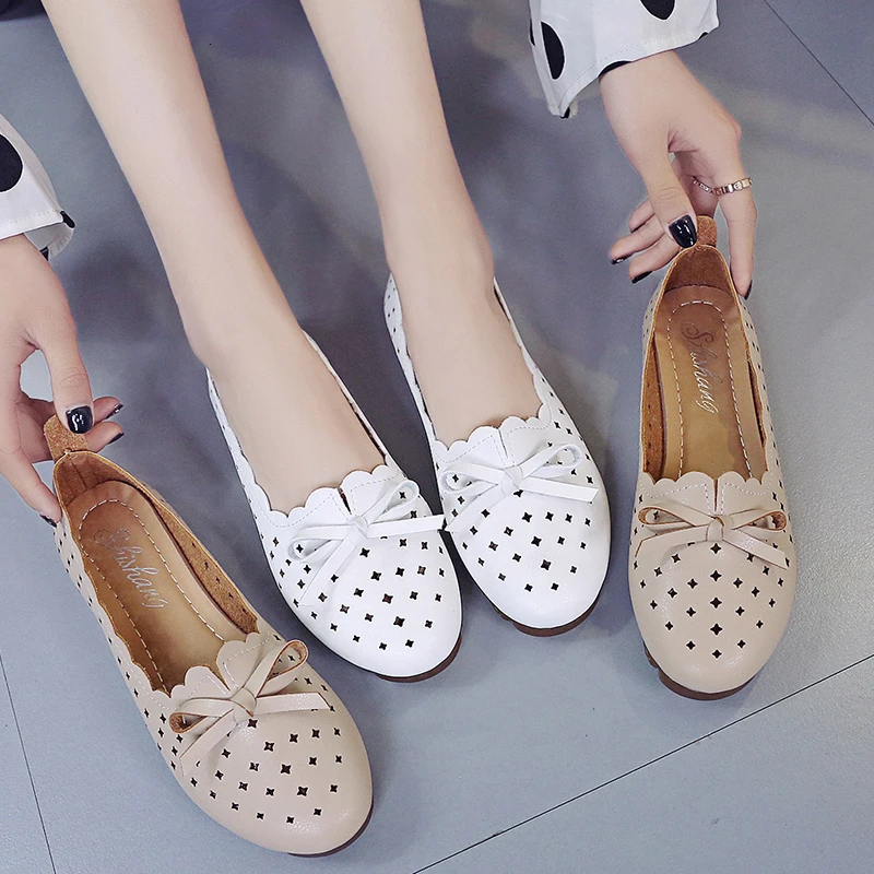 

Woman Flats Shoes Women Casual Butterfly Knot Hollow Out Summer Shoes Female Pointed-toe Shoes Zapatos Mujer