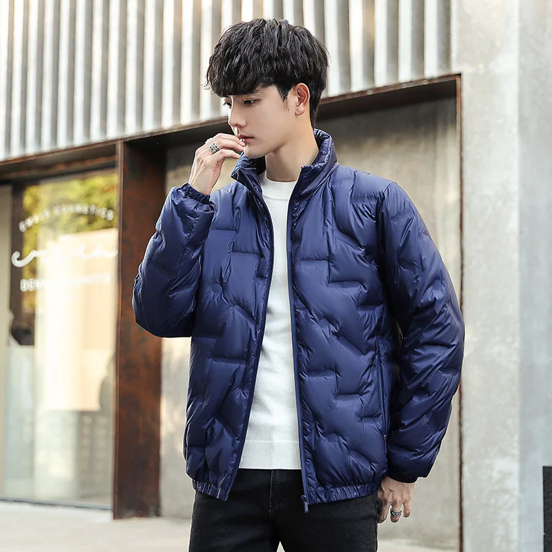Winter new men's down jacket simple youth Korean thickened duck down casual jacket stand collar fashion trendy men's clothing