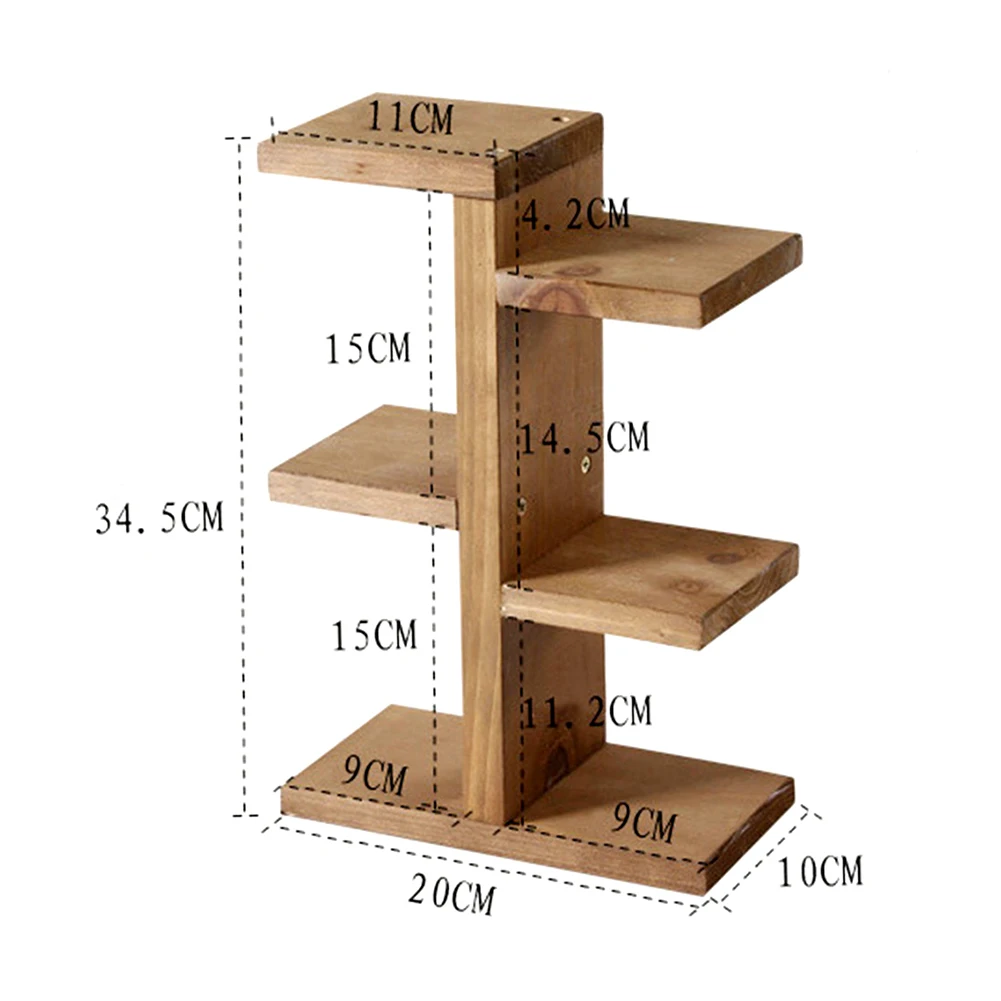 Деревянная 4-слойная подставка для растений суккулентная полка балкона