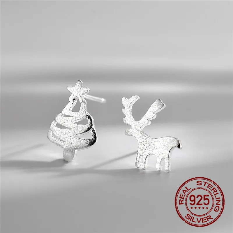 

INEFFA 2021 100% 925 Настоящее Стерлинговое Серебро, модные, женское Ювелирное Украшение, милые рождественские сережки-гвоздики подарок для девочек...