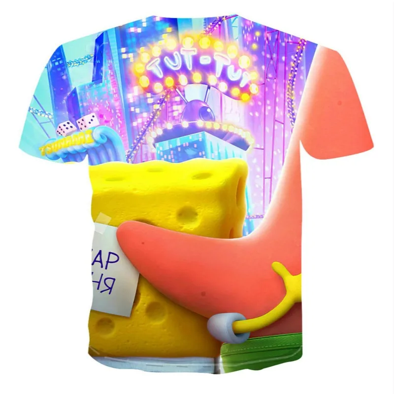 Детская футболка с коротким рукавом и 3D принтом Губка Боб футболки для мальчиков