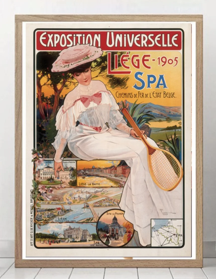 Туристические плакаты из Бельгии Spa Chemin de Fer l'Etat Belge классические настенные