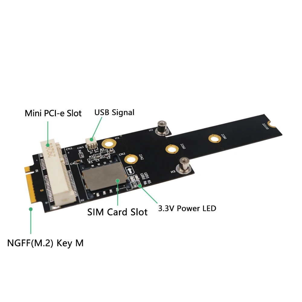 Мини-адаптер PCI-E для M.2(NGFF ) key M со слотом SIM-карты модуля Wi-Fi/WWAN/LTE | Компьютеры и офис