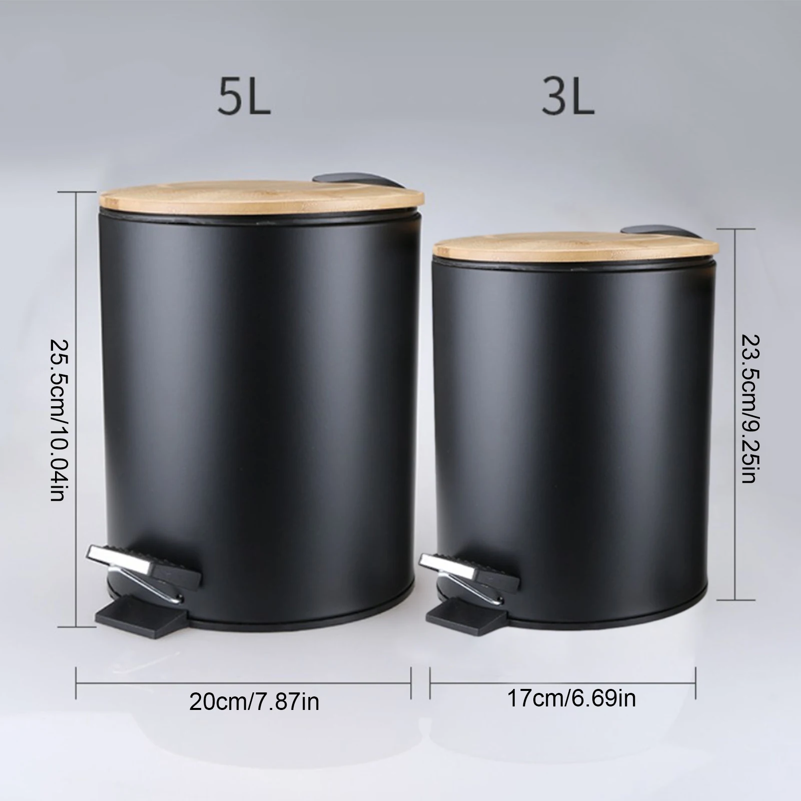

3/5L Bamboo Flip Step Trash Can With Wood Lid Rubbish Waste Container Organizer Bathroom Kitchen Home Office Garbage Bin Hotsale