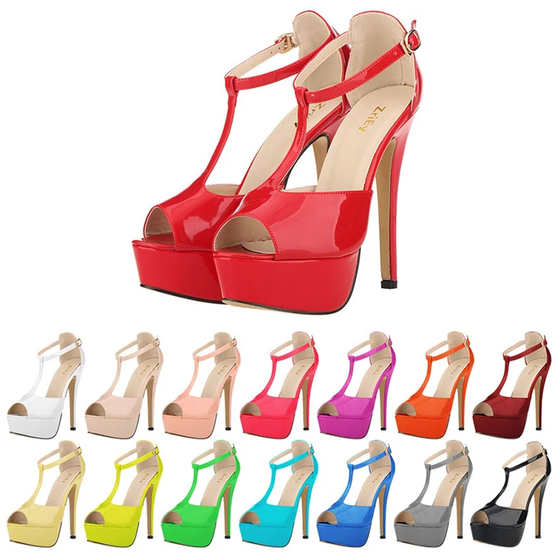 Женские босоножки на высоком каблуке туфли лодочки с открытым носком и ремешком