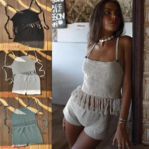 Женский комплект бикини ручной работы, вязаный крючком, пляжный купальник, летний брюки бохо