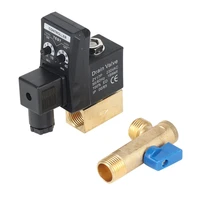 electronic drain valve timed gas tank automatic drain valve 12 port ac 220v 2 way brass valve for air compressor