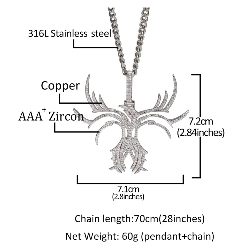 Hip-hop Zircon Skeleton Butterfly Pendant Luxury Men Watch &ampNecklace & Braclete &ampRing Earrings Combo Set Ice Out Cuban For