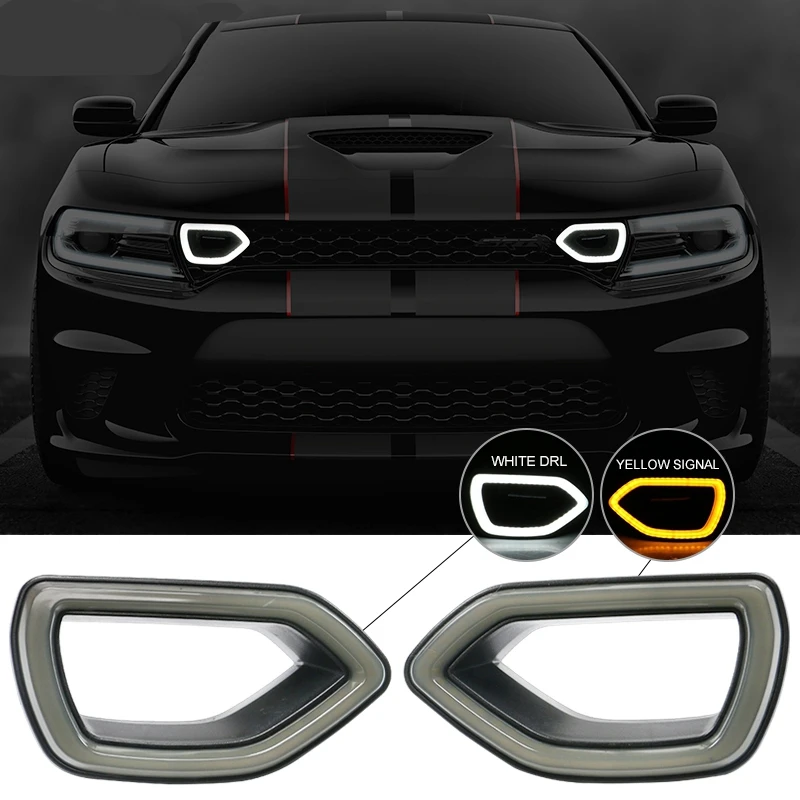 

Fit for 15-19 Dodge Charger SRT Scat Pack Grille Smoke LED Lights DRL+ Turn Signal Light