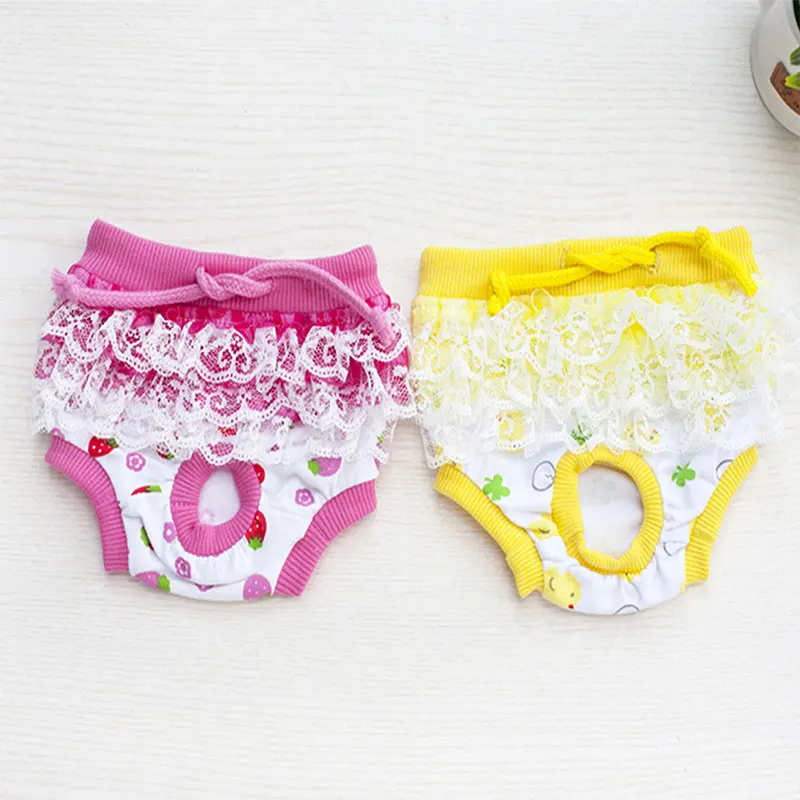 

Princess Panties For Dogs Pink Cute Cotton Pet Pants Female Girl Cat Underwear Diaper Pants Physiological Sanitary Accessories