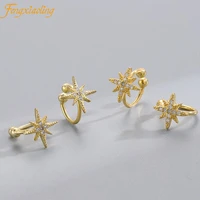 925 sterling silver geometric shining stars zircon clip earrings for women girl fashion korean teen wedding piercing jewelry