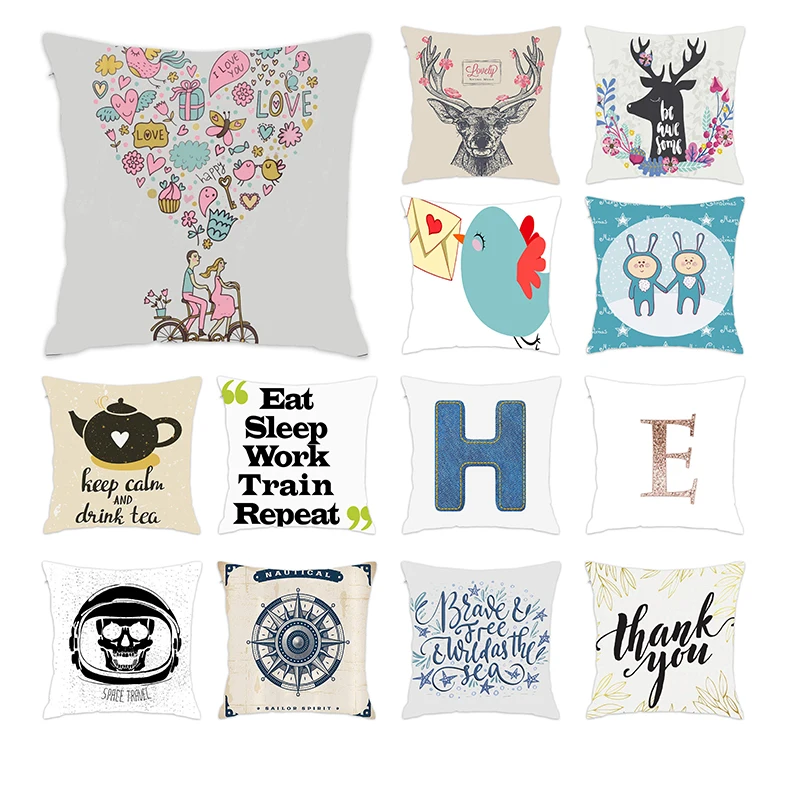 

[Douladou]Butterfly Love Letter Pink Pillow Cushion Covers Pillow Case Polyester Decorative Pillowcase Printed Pillow 45x45CM